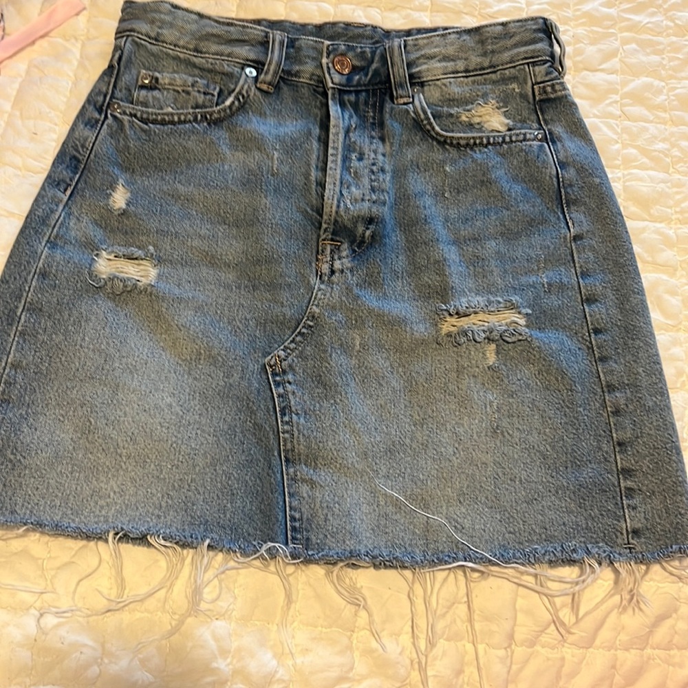 High Waisted Denim Skirt
